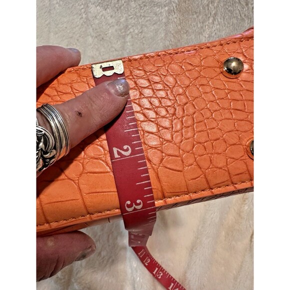 Badgley Mischka Orange Frame Bag Purse Gold Hardware Croc Vegan Leather NWT - Picture 12 of 12
